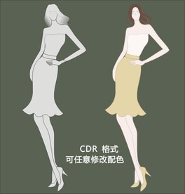 美女人物时尚插画服装设计