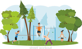 户外锻炼矢量插画