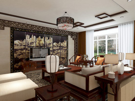 古典中式电视墙纸样机