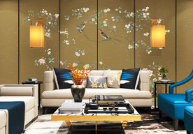 中式沙发墙纸样机