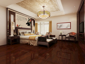 中式卧房墙纸样机