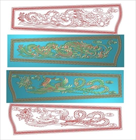 龙凤棺材帮子单龙凤凰精雕图浮雕