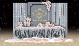 银灰色婚礼签到区