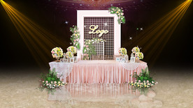 粉色森系婚礼签到区