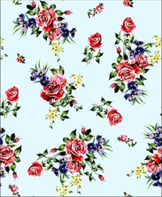 原创手绘花卉无缝连接数码印花