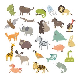 扁平可爱卡通动物素材