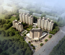 欧式小区鸟瞰模型+PSD源文