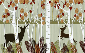 北欧森林简约卡通壁画