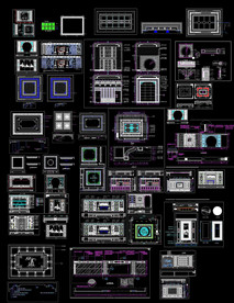 中式整木背景墙吊顶cad图