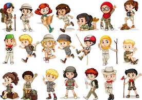 户外探险卡通人物素材