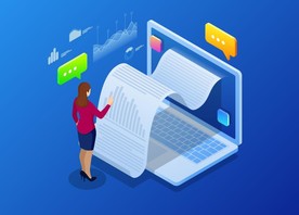 智能数据推送移动办公矢量插画