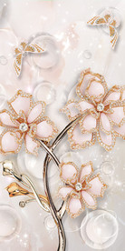 玉雕轻奢珠宝花卉玄关装饰画