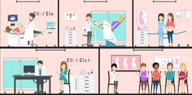 妇产科医院产前护理产检矢量插画