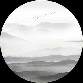 圆形高清山水画装饰画挂画