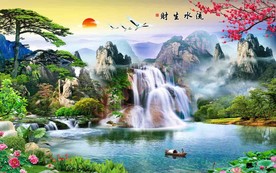 客厅山水背景装饰画