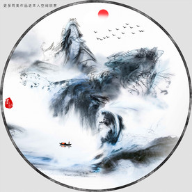 高清创意水墨山水装饰画