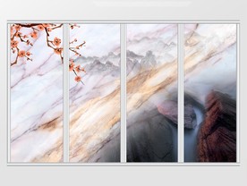 梅花山峦石头大理石纹理移门