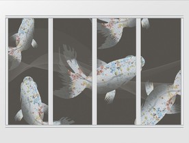 现代大气新中式简约锦鲤移门