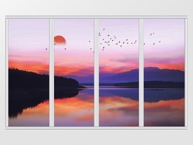 新中式抽象日出移门