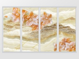 3d立体玉石花枝大理石纹移门