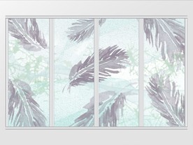 现代典雅唯美水彩羽毛移门