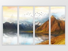 大理石纹山水日出移门