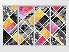 北欧现代抽象几何拼接移门