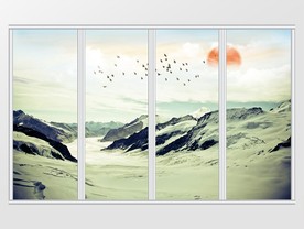 大理石纹山水日出移门