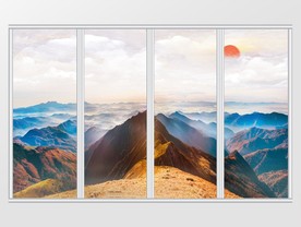 大理石岩石山水日出移门