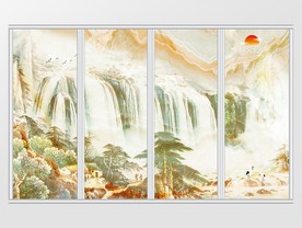 大理石山水移门