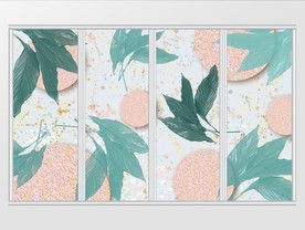 唯美大气水彩植物移门