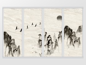 新中式水墨诗意山峰移门