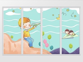 卡通可爱儿童移门