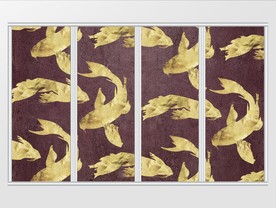 现代大气金箔叶子鱼儿移门