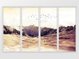 大理石纹山水日出移门