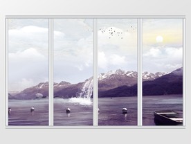 大理石纹山水日出移门