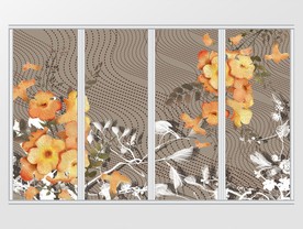 新中式简约大气水墨花卉移门