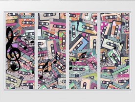 现代简约街头艺术音乐磁带移门