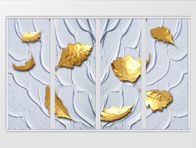 现代3D立体油漆背景金色叶移门