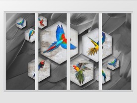 现代创意鹦鹉羽毛艺术移门