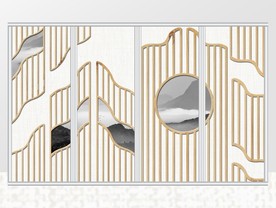 新中式简约木框移门