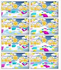 儿童动画卡通蓝天气球视频背景