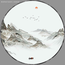 高清禅意山水画装饰画