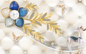 珠宝花卉软包背景墙装饰画