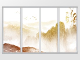 新中式金箔意境山水移门