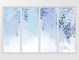 现代简约唯美花卉植物移门