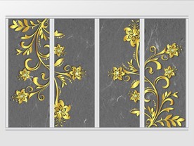 现代大气金色花卉叶子移门
