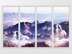 大理石山水移门