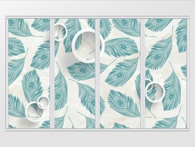 现代几何抽象唯美水彩羽毛移门