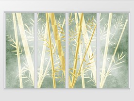 现代几何抽象唯美金箔竹子移门
